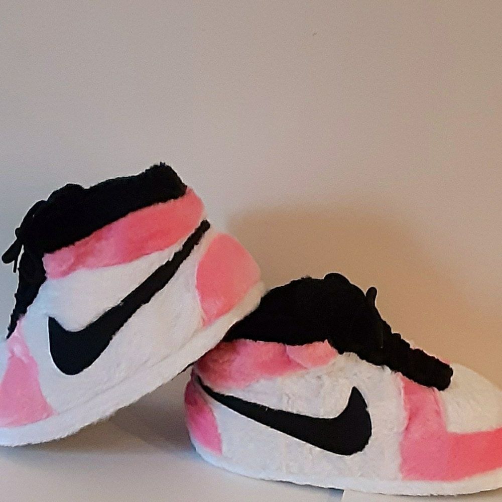 Plush Sneakers Black and Pink Slippers